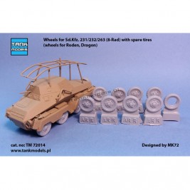 Wheels for Sd. Kfz. 231/232/263 (8-Rad) with spare tires - Tank Models TM 72014