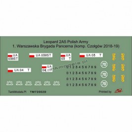 Decals of the 1st Warsaw Armored Brigade for the Polish Leopard 2A5 - Tank Models 72002D