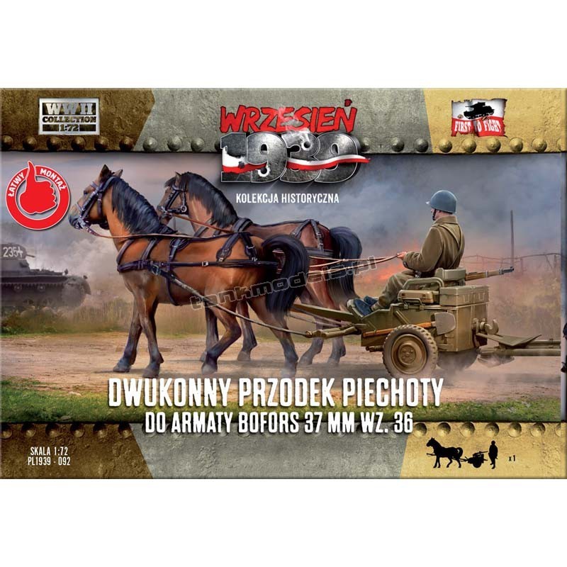 First To Fight PL1939-92 - Two-horse carriage for Bofors 37 mm wz.36 - hobby store Tank Models