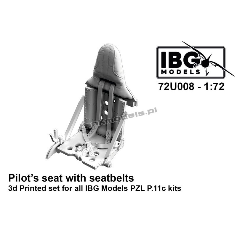IBG 72U008 - PZL P.11c Pilot's seat with seatbelts (3d printed set) - Fotel z pasami - hobby store Tank Models