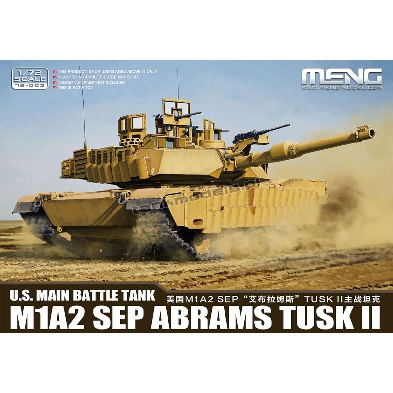 Meng Model 72-003 - M1A2 SEP Abrams TUSK II - hobby store Tank Models