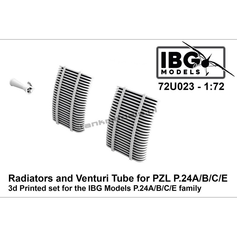 IBG Models 72U023 Radiators and Venturi Tube for PZL P.24A/B/C/E (3D printed) - hobby store Tank Models