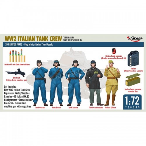 Mirage Hobby 720005 - Italian tank crew WW2 (5 fig. + accessories) - hobby store Tank Models