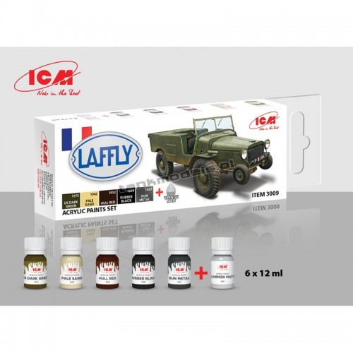 ICM 3009 - Laffly V15T and other French AFV Paint Set - hobby store Tank Models
