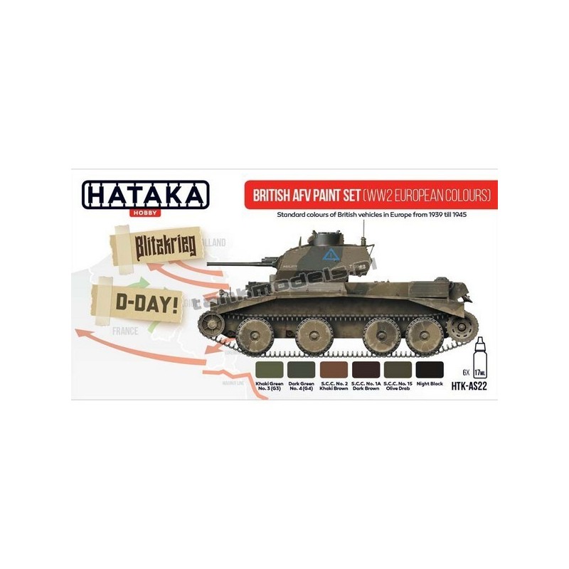 British AFV paint set (WW2 European colours) - Hataka Hobby AS22