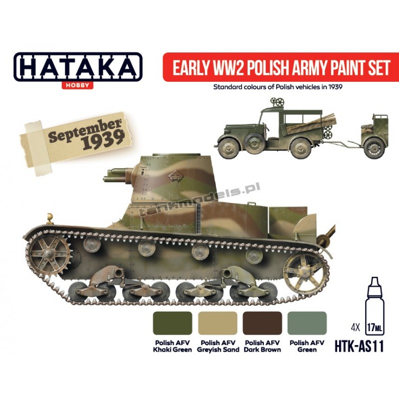 Eary WWII Polish Army 1936-1939 paint set - Hataka Hobby AS11 - hobby store Tank Models