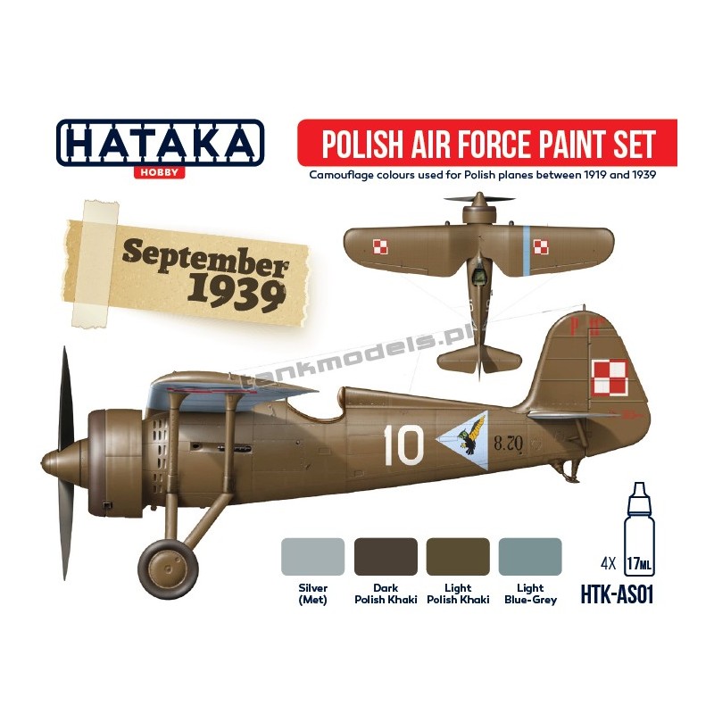 Polish Air Force 1939 paint set - Hataka Hobby AS01 - hobby store Tank Models