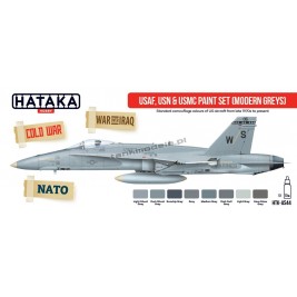 Hataka Hobby AS44 - USAF, USN & USMC paint set (modern greys) (8x17ml) - hobby store Tank Models