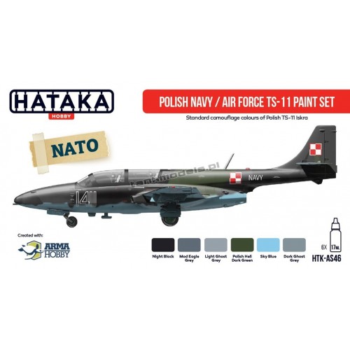 Hataka AS-46 - Polish Navy / Air Force TS-11 paint set (6x17ml) - sklep modelarski Tank Models