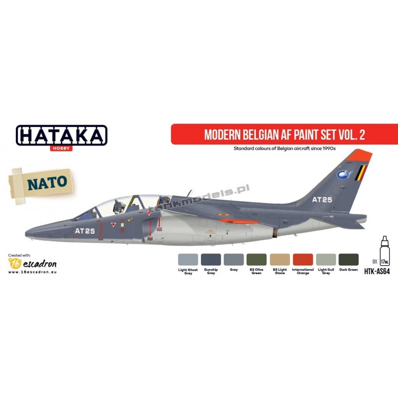 Hataka AS-64 - Modern Belgian AF paint set vol. 2 (8x17ml) - sklep modelarski Tank Models