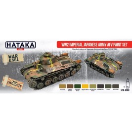 Hataka Hobby AS69 - WW2 Imperial Japanese Army AFV Paint Set (8x17ml) - hobby store Tank Models