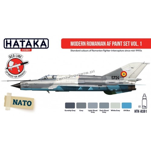 Hataka AS91 - Modern Romanian AF paint set vol. 1 (6x17ml) - sklep modelarski Tank Models