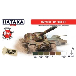Hataka Hobby AS95 - WW2 Soviet AFV paint set (6x17ml) - hobby store Tank Models