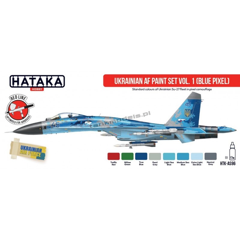 Hataka AS96 - Ukrainian AF paint set vol. 1 Blue Pixel (8x17ml) - sklep modelarski Tank Models