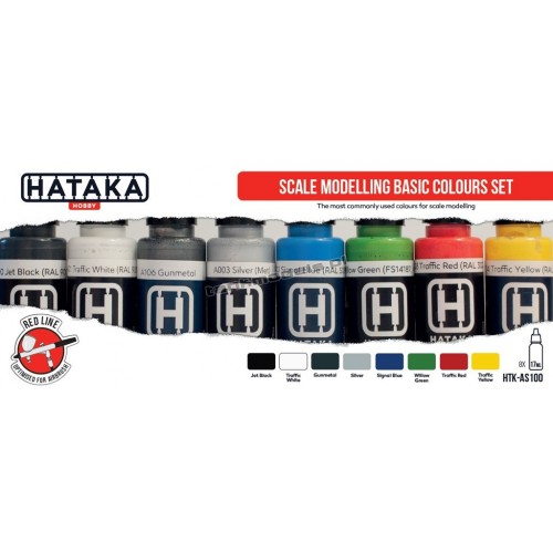 Hataka Hobby AS100 - Scale modelling basic colours set (8x17ml) - hobby store Tank Models