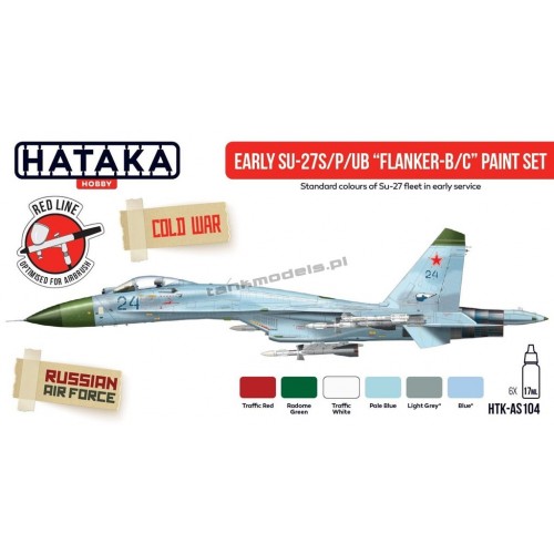 Hataka AS104 - Early Su-27S/P/UB "Flanker-B/C" paint set (6x17ml) - sklep modelarski Tank Models