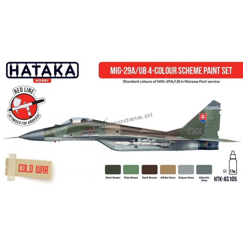 Hataka AS105 - MiG-29A/UB 4-colour scheme paint set (6x17ml) - sklep modelarski Tank Models