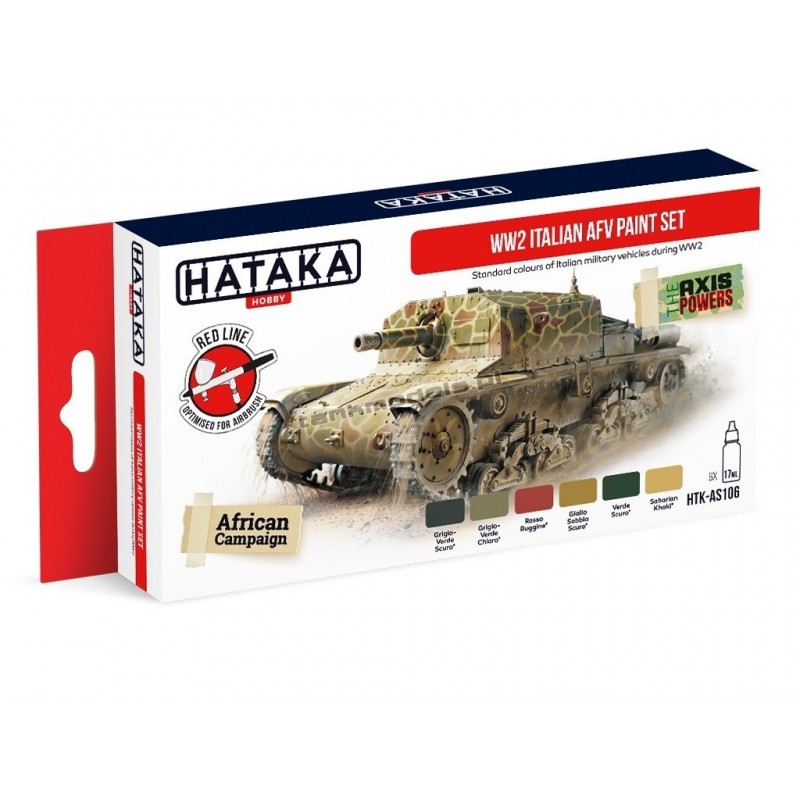 Hataka AS106 - WW2 Italian AFV paint set (6x17ml) - sklep modelarski Tank Models