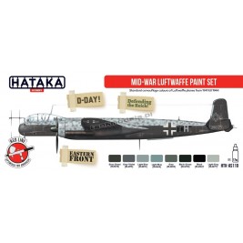 Hataka AS110 - Mid-War Luftwaffe paint set (8x17ml) - hobby store Tank Models