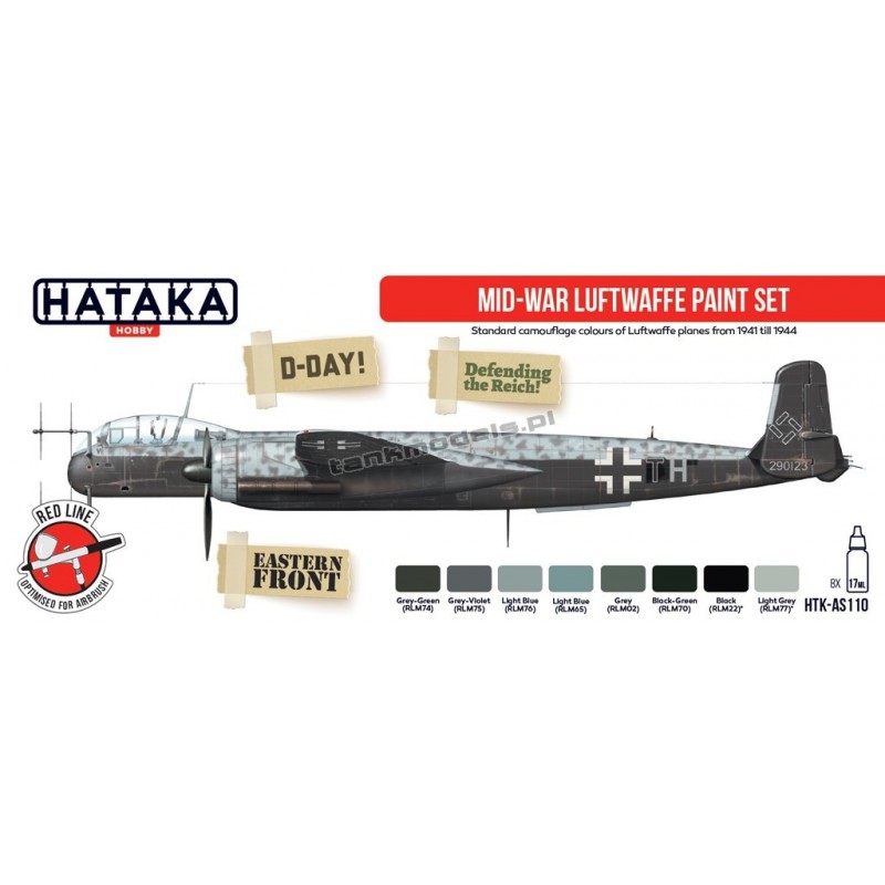Hataka AS110 - Mid-War Luftwaffe paint set (8x17ml) - sklep modelarski Tank Models