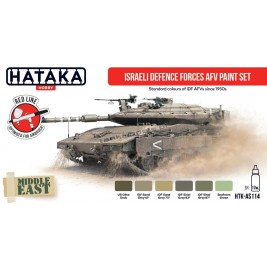 Hataka AS114 - Israeli Defence Forces AFV paint set (6x17ml) - sklep modelarski Tank Models