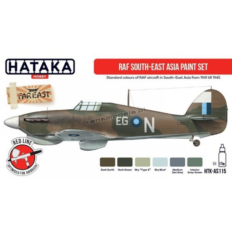 Hataka AS115 - RAF South-East Asia paint set (6x17ml) - sklep modelarski Tank Models