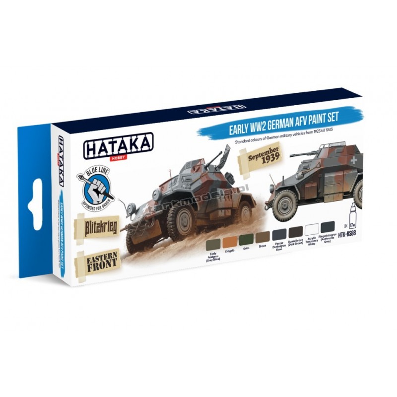 Hataka BS88 - Early WW2 German AFV paint set (8x17ml) - hobby store Tank Models