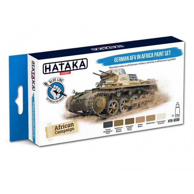 Hataka BS90 - German AFV in Africa paint set (6x17ml) - sklep modelarski Tank Models