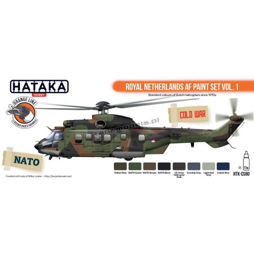 Hataka CS80 - Royal Netherlands AF paint set vol. 1 paint set (8x17ml) - sklep modelarski Tank Models