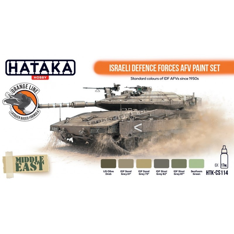 Hataka CS114 - Israeli Defence Forces AFV paint set (6x17ml) - hobby store Tank Models